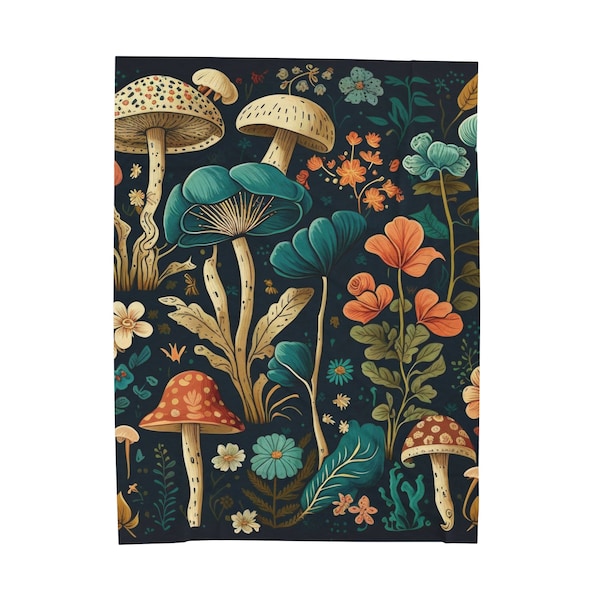 Mushroom Blanket Velveteen Plush Blanket 3 Sizes 30x40", 50x60", 60x80" | Best Selling Item Trending on Etsy Best Sellers Blankets Artsy