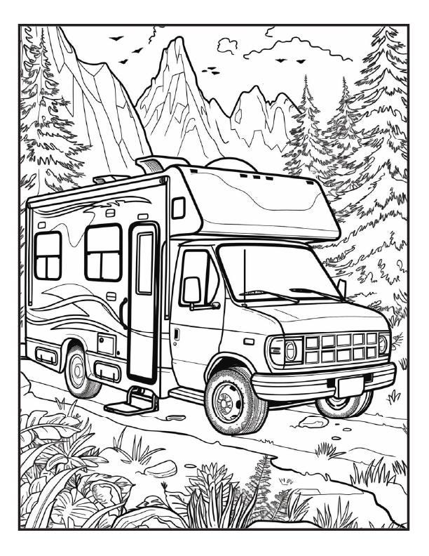 240 RV Road Trip Coloring Pages - Printable Digital Instant Download ...