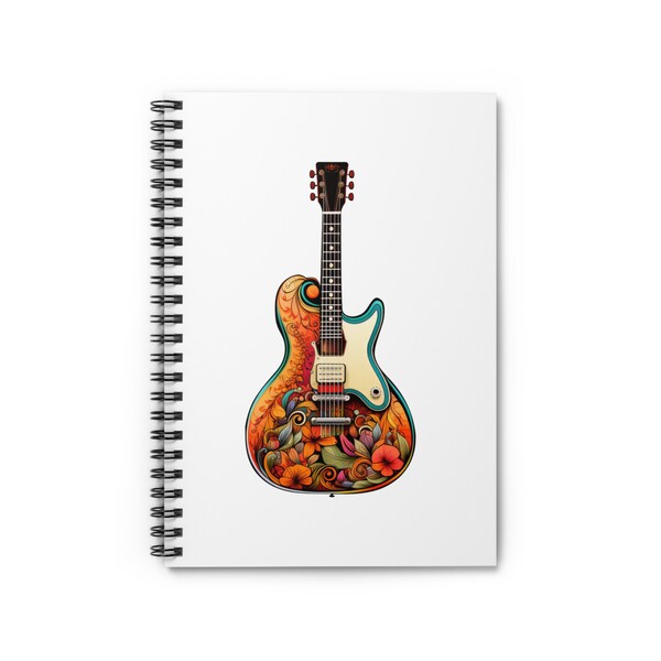 Vintage Fall Hippie Guitar Notebook, 118 Pages, Best Selling Item, Most Popular Item, Trending Gifts Under 15, Back to School Supplies