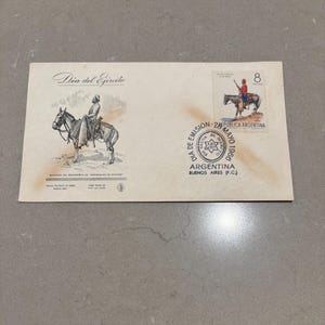 1966 Argentina Army Day First Day Cover | Día del Ejército Stamp FDC | Infernales de Güemes Soldier | Buenos Aires Postmark | Vintage Milita