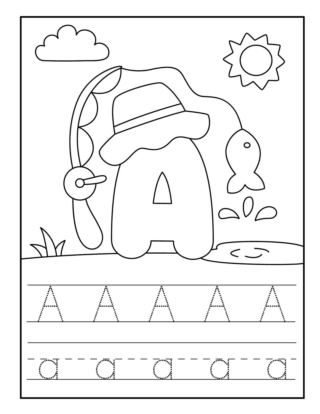 Fishing Alphabet Coloring Pages 26 Pages Adult Printable Instant ...