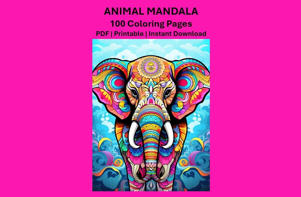 Best Seller 100 Animal Mandala Coloring Pages Adult and Kid Coloring ...