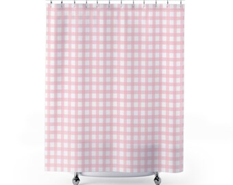 Pink Gingham Shower Curtains, 71" × 74" Best Selling Item Most Popular Item Trending Etsy Great Gift Idea Curtain Best Sellers Curtains