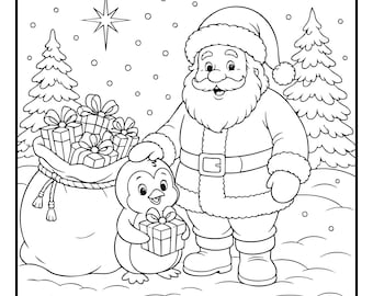 75 Cute Christmas Coloring Pages for Kids and Adults, Kawaii Woodland Animals, Cozy Holiday Coloring Book, Printable PDF Download