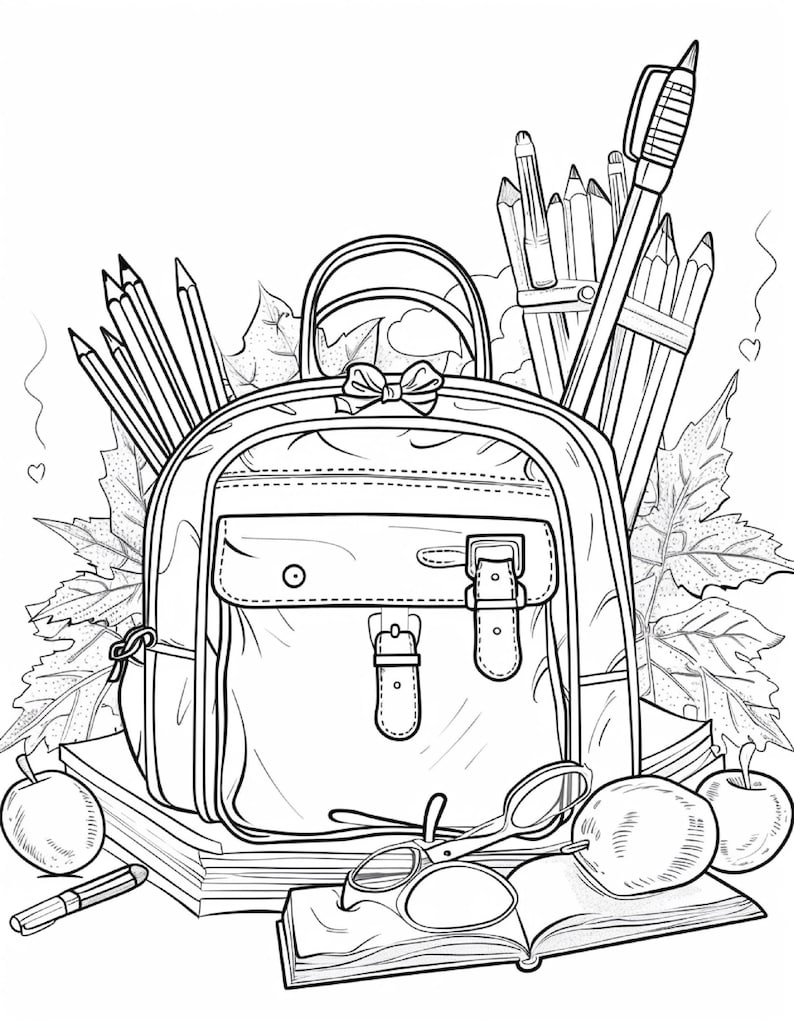 165 Back to School Coloring Pages for Kids - Printable Digital Instant ...