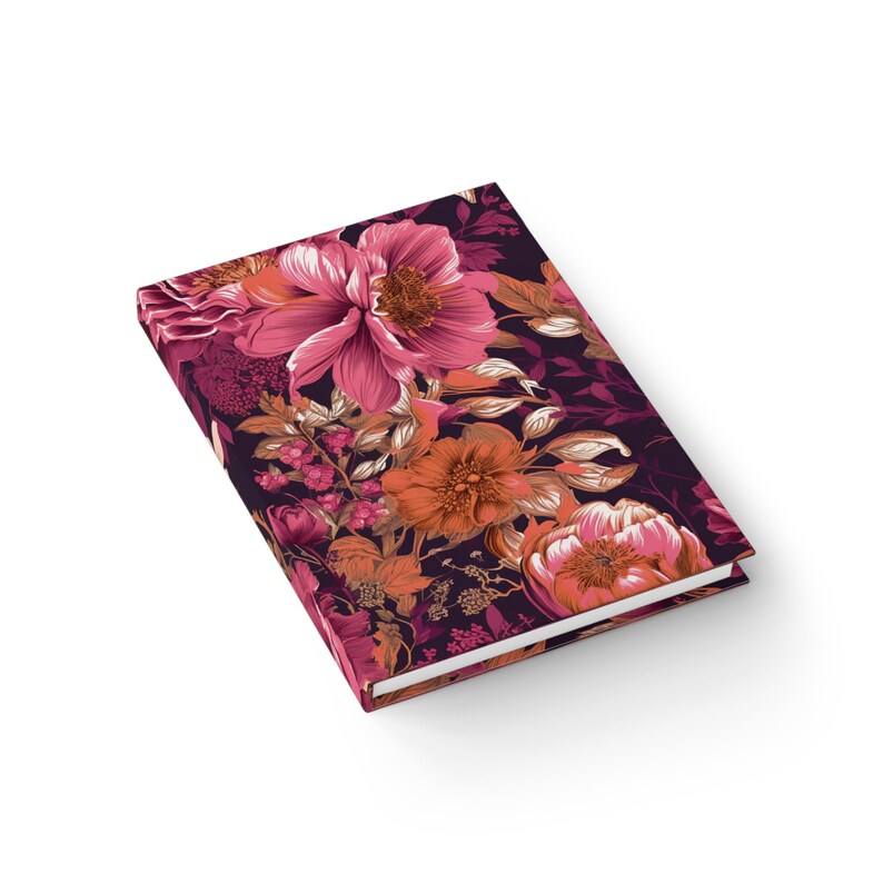 Vintage Floral Notebook Journal - 5x7 Inches Hardcover 128 Ruled Line ...