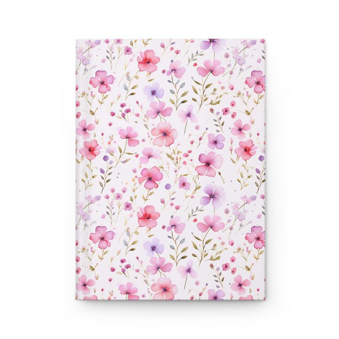 Purple Pink Floral Flower Journal Hardcover Notebook 5.75
