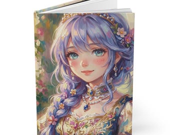 Anime Princess Whimsical Journal Hardcover Notebook 5.75"x8" 150 Lined Pages Best Selling Item Most Popular Item Trending Plain Notebook
