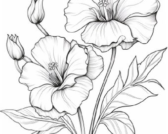 Best Seller 70 Flower Coloring Pages Kids Adults Printable PDF Instant Download