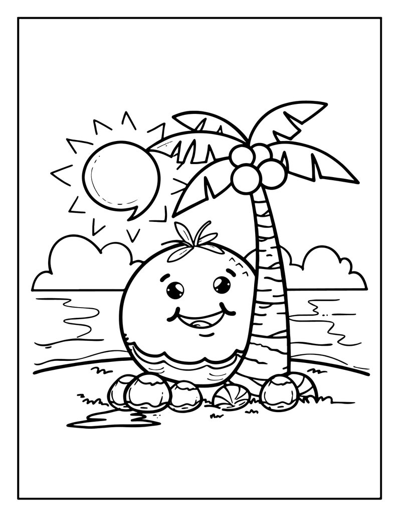 135 Cute Kawaii Summer Coloring Pages Printable Digital PDF for Kids ...