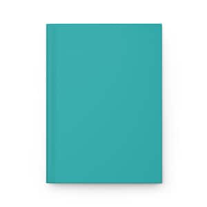 May include: A teal blue notebook with a blank cover.