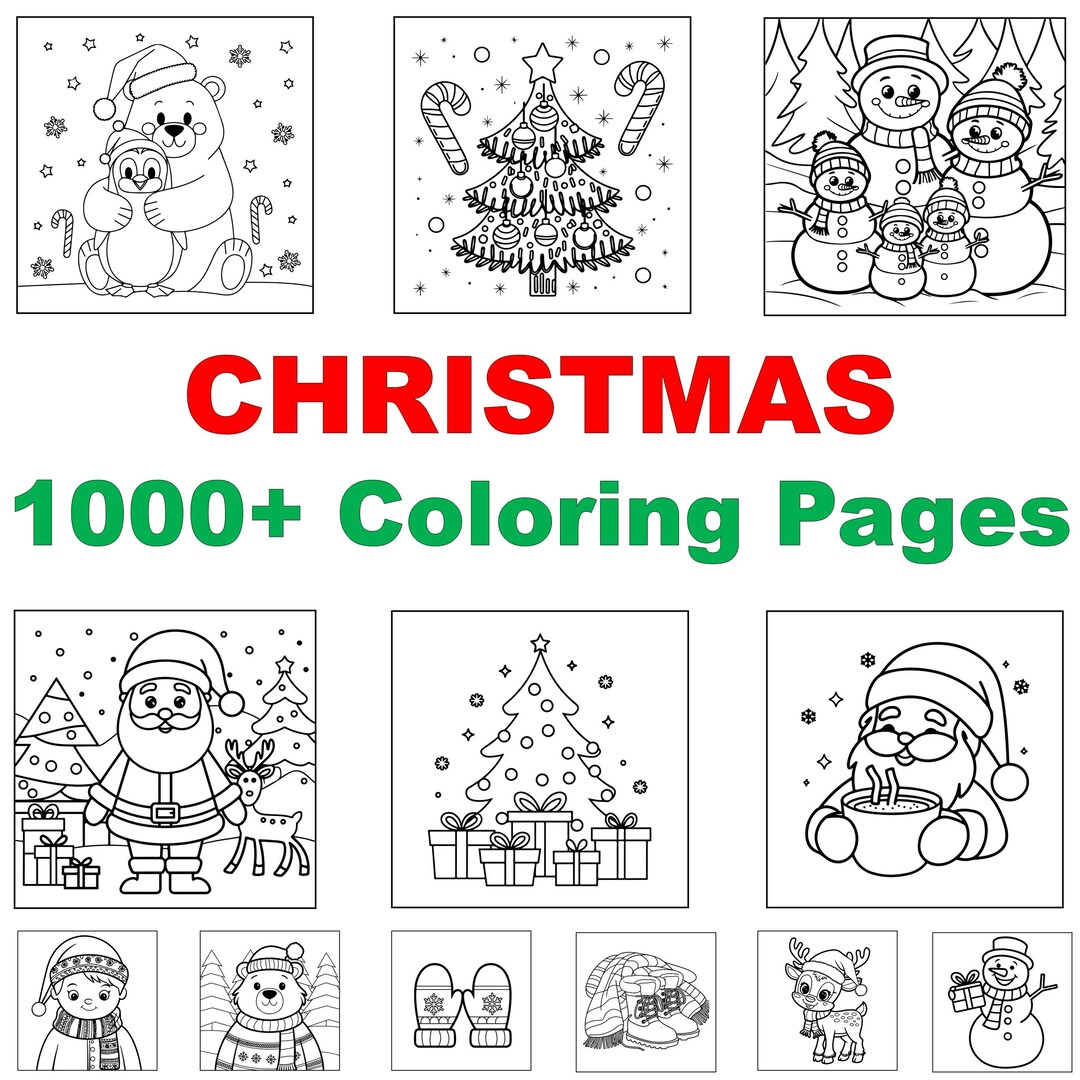 1000+ Christmas Coloring Pages Bundle Holiday Coloring Book Kids Adults ...