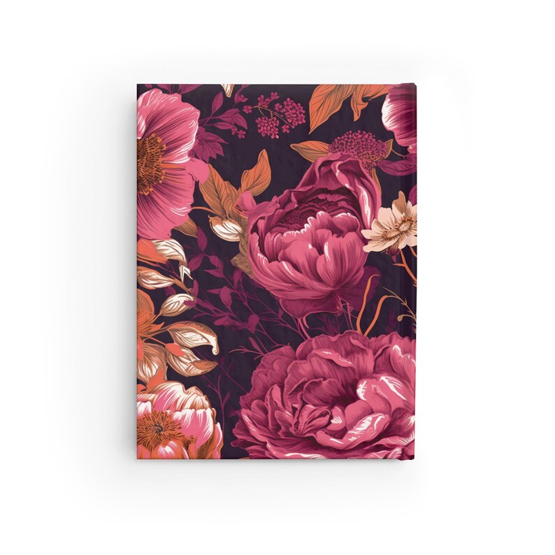 Vintage Floral Notebook Journal - 5x7 Inches Hardcover 128 Ruled Line ...