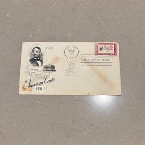 Abraham Lincoln 1960 First Day Cover | American Credo Series FDC | Vintage Lincoln Quote Stamp | NYC Postmark | Historic Patriotic Gift
