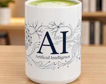 Artificial Intelligence AI 15 oz Coffee Mug, Neural Network Brain Design, Computer Science Gift, Tech Lover Mug, Programmer Gift