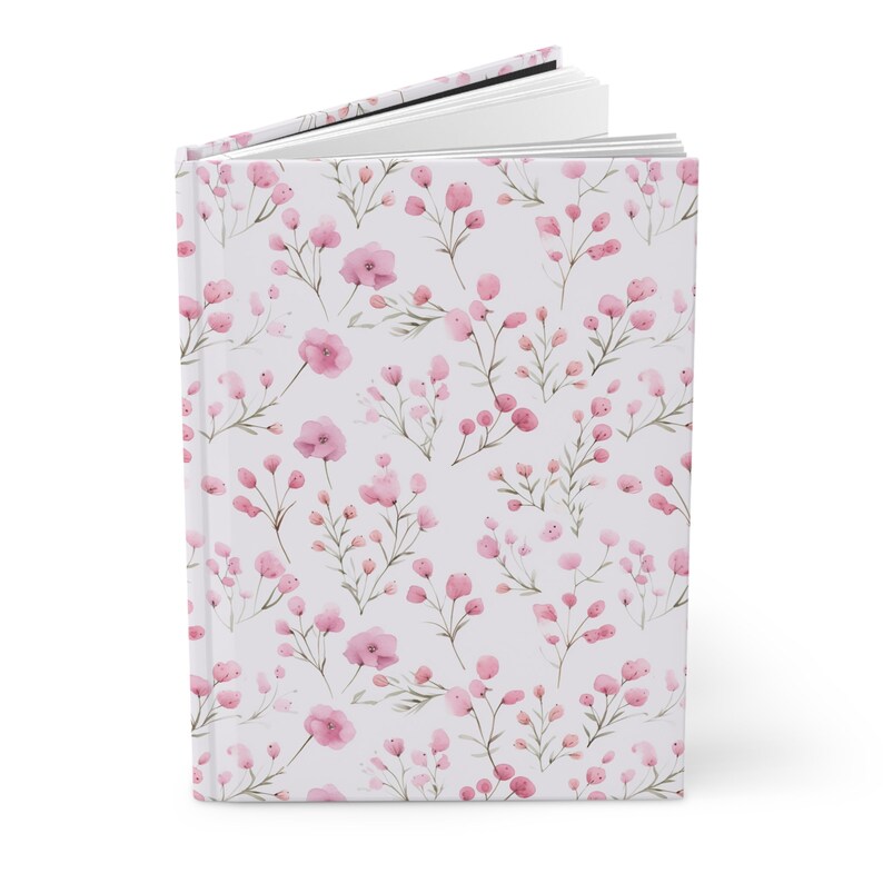 Vintage Notebook Pink Floral Flower Journal Hardcover Notebook 5.75"x8 ...
