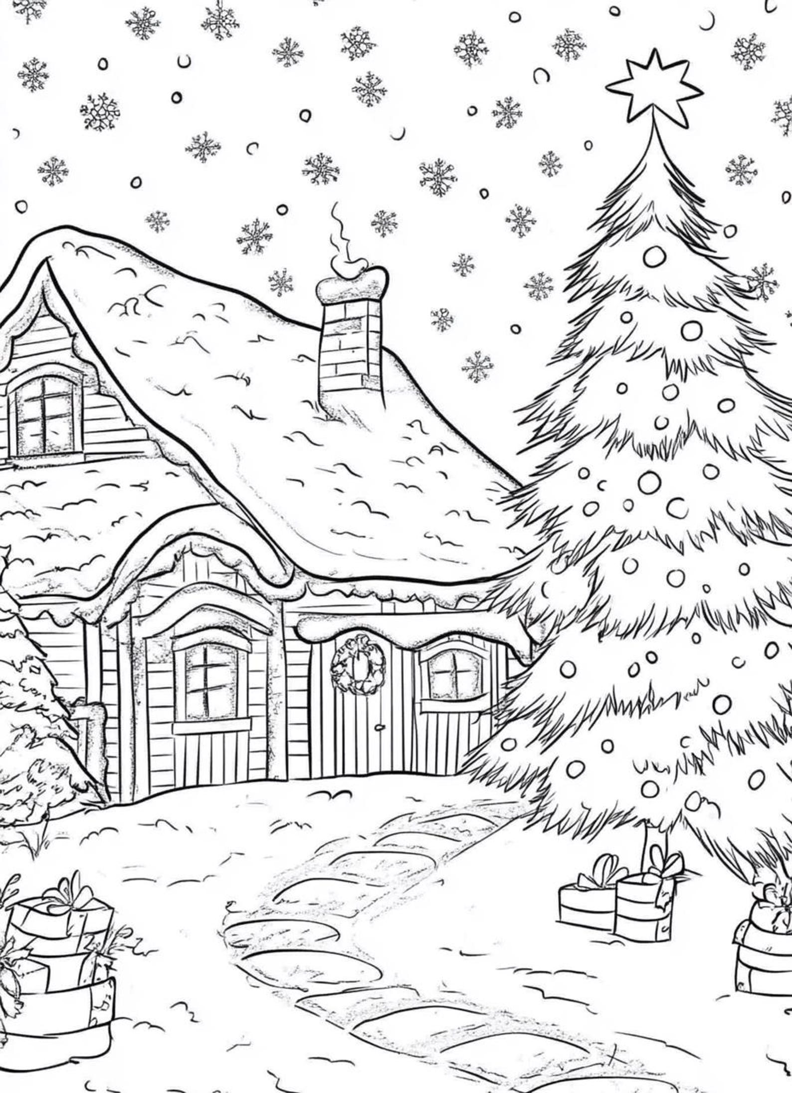 100 Fantasy Fairytale Christmas Coloring Pages Adults and Kids Coloring ...