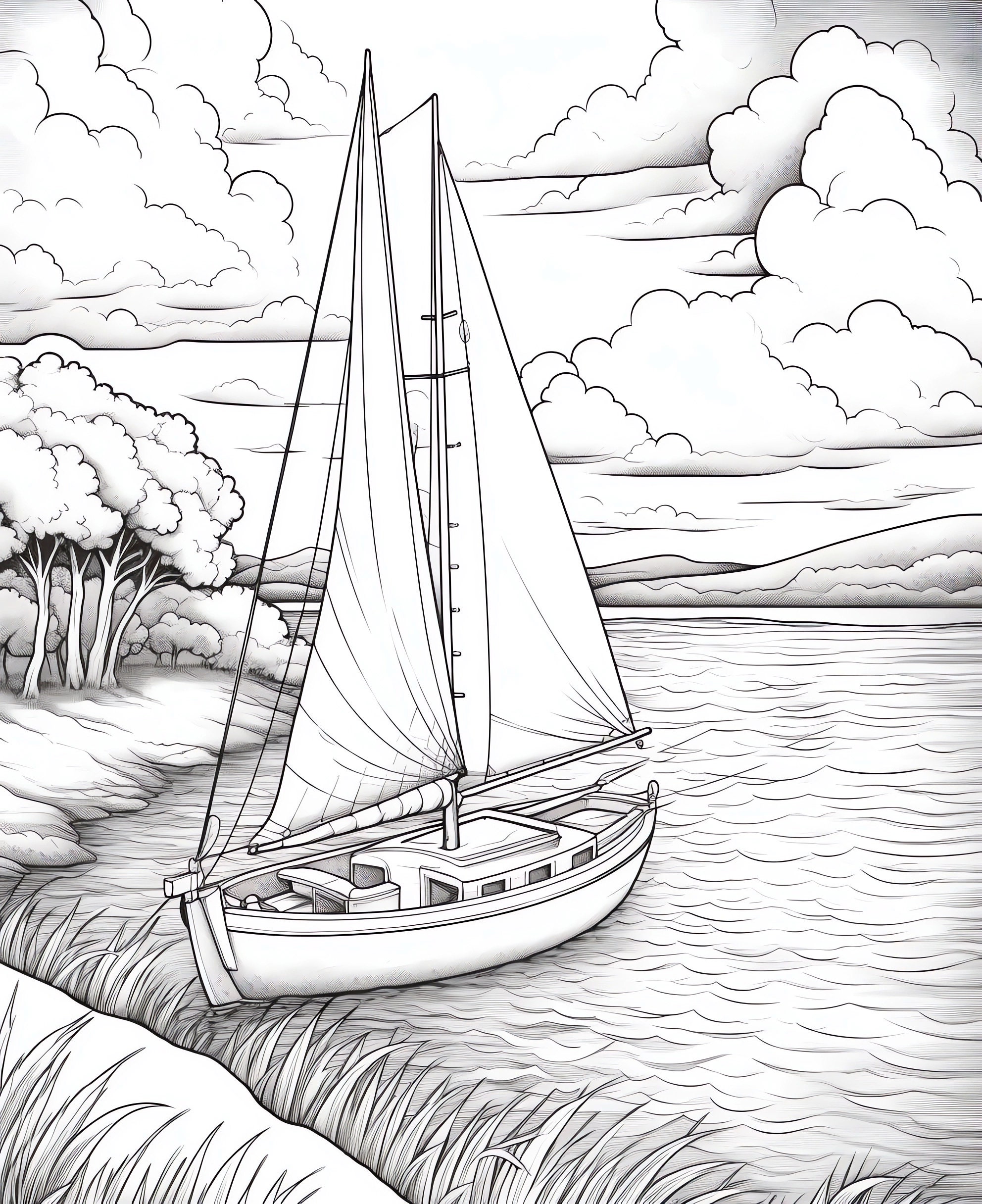 100 Sailing Coloring Pages Adults & Kids Coloring Pages Printable ...
