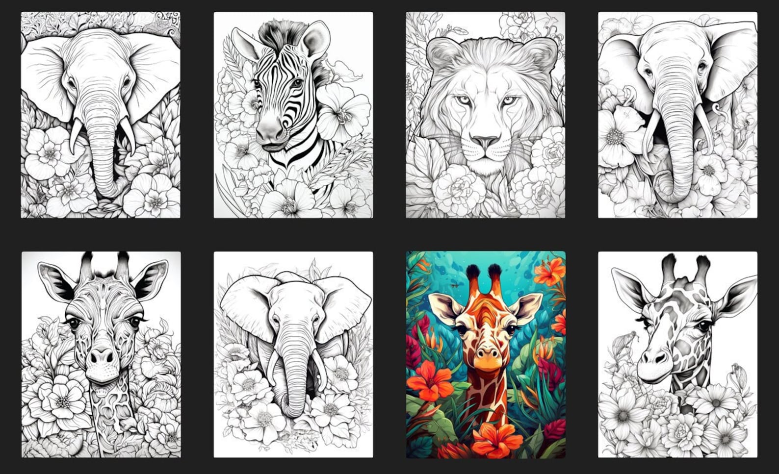 200 Safari Animals Coloring Pages Adults & Kids Coloring Pages ...