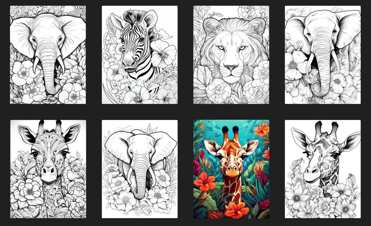 200 Safari Animals Coloring Pages Adults & Kids Coloring Pages ...