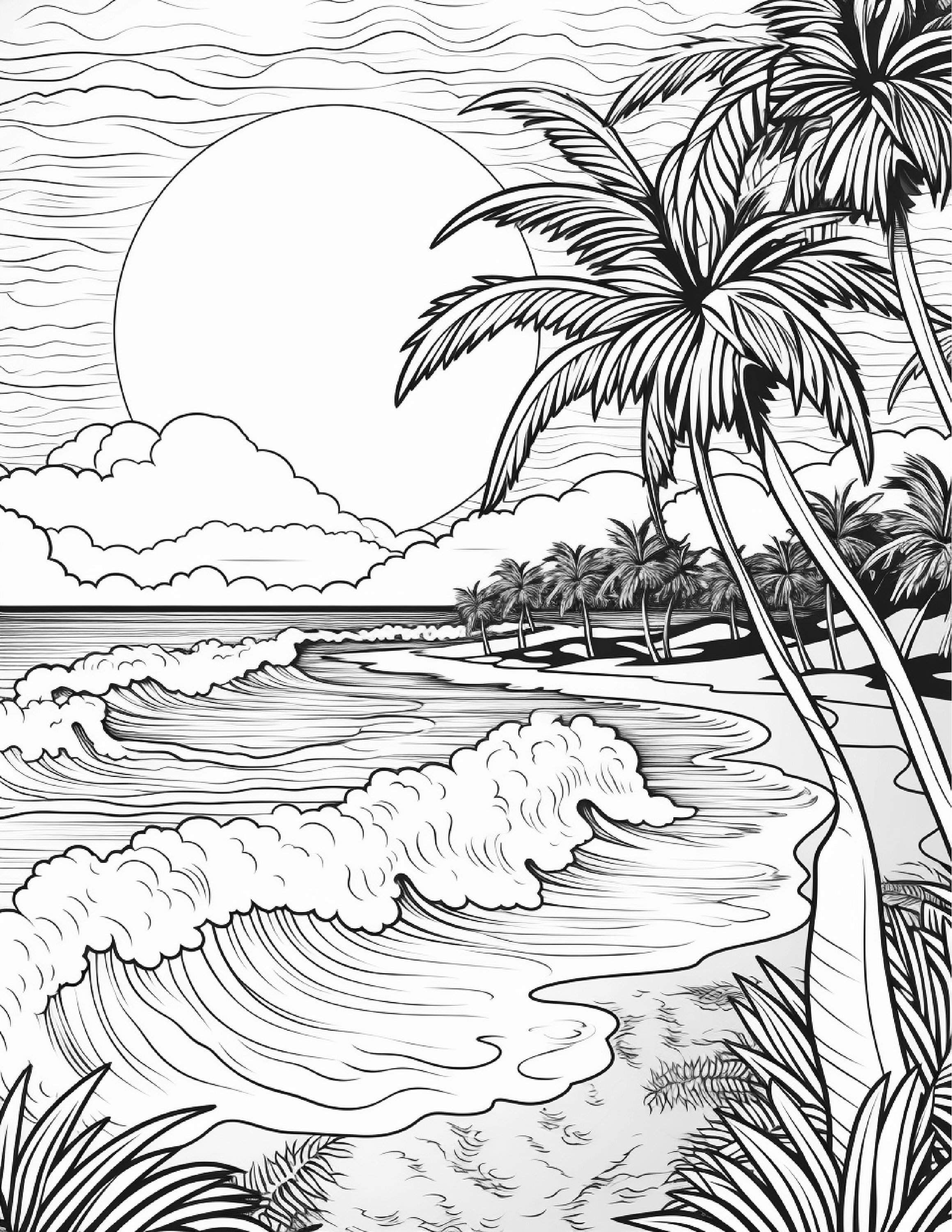 220 Beach Sunset Coloring Pages - Adults and Kids Coloring Pages ...