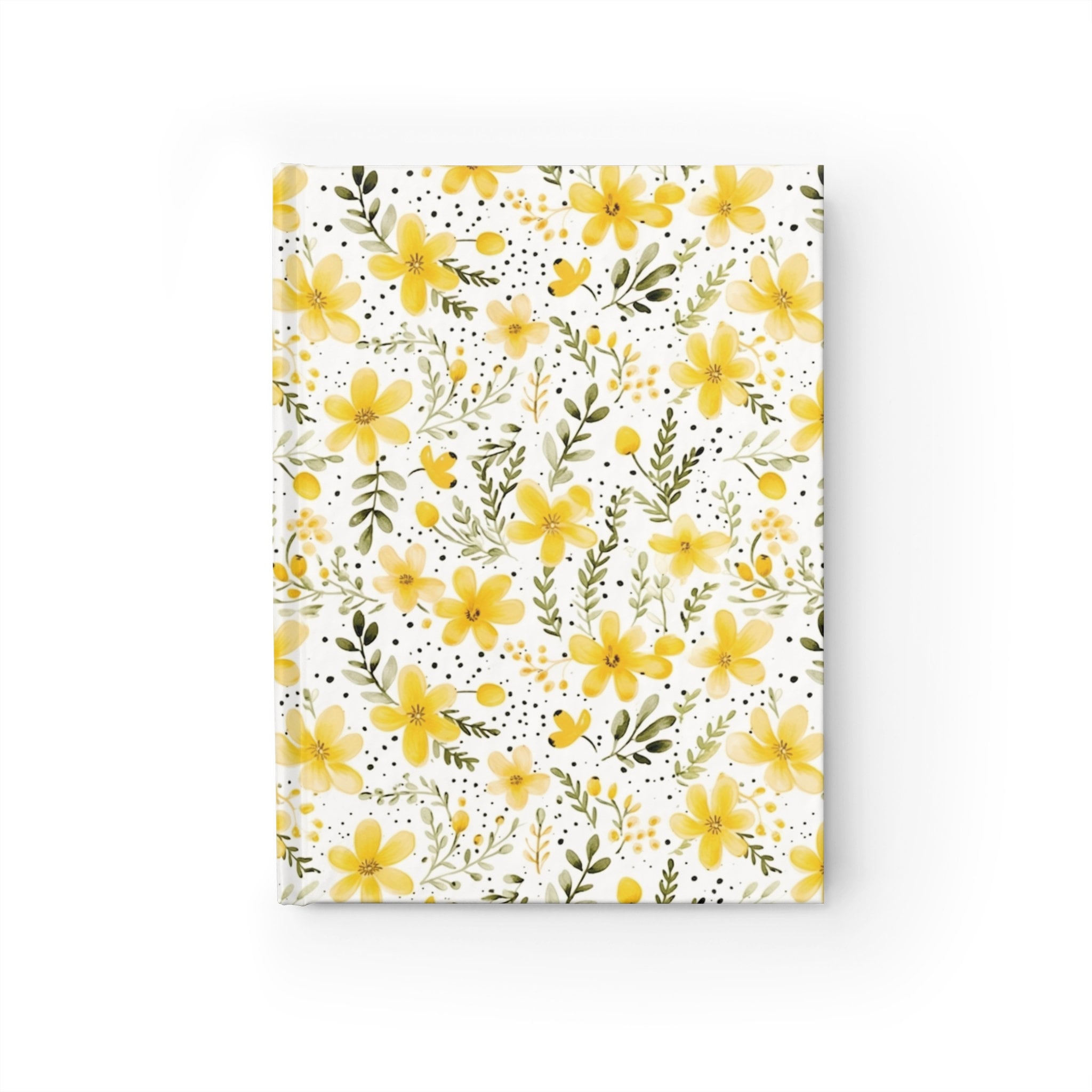 Yellow Floral Notebook Journal - 5x7 Inches Hardcover 128 Ruled Line ...