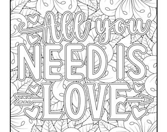 Valentines Day Coloring Pages 40 Pages Adults and Kids Printable Digital Instant Download PDF Best Selling Item Square 8.5×11 inches