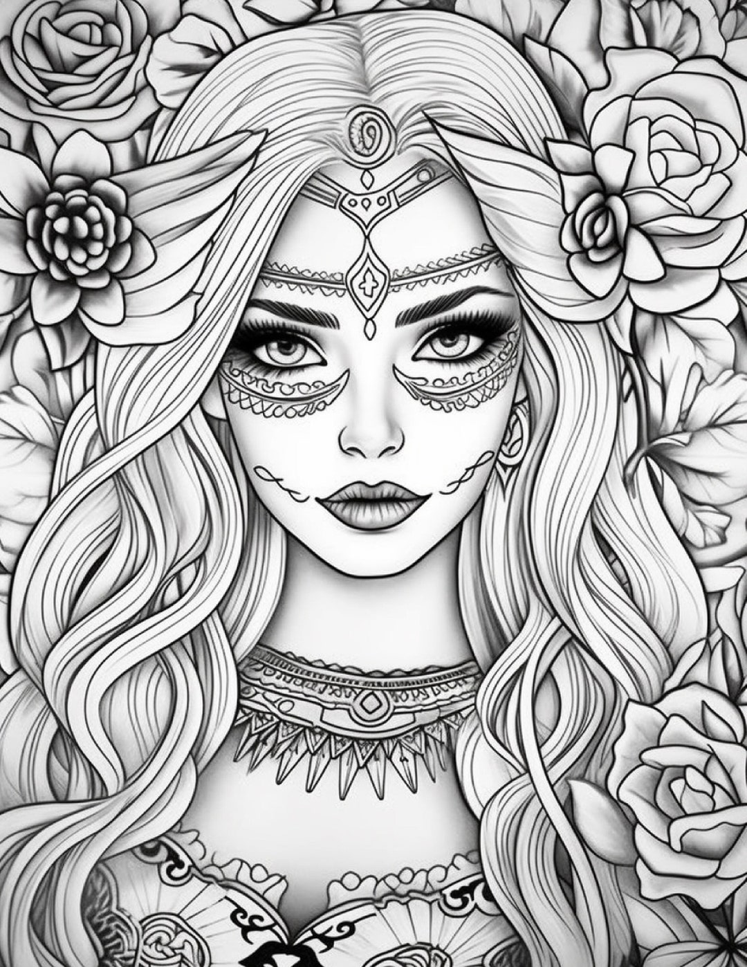 250 Adult Sugar Skull Girl Coloring Pages Adults & Kids Coloring Pages ...