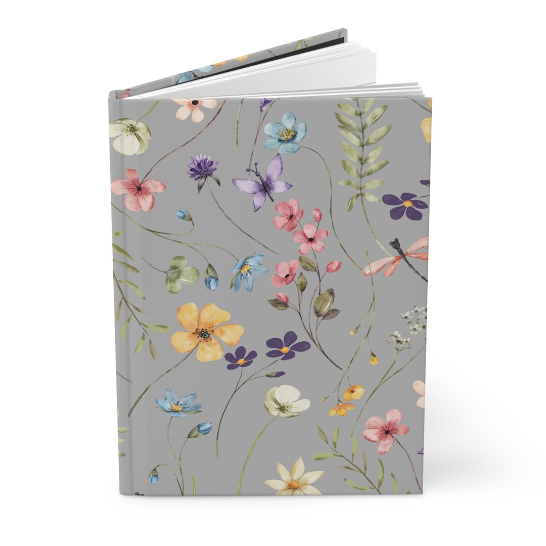 Vintage Notebook Grey Gray Floral Bouquet Garden Journal Hardcover ...