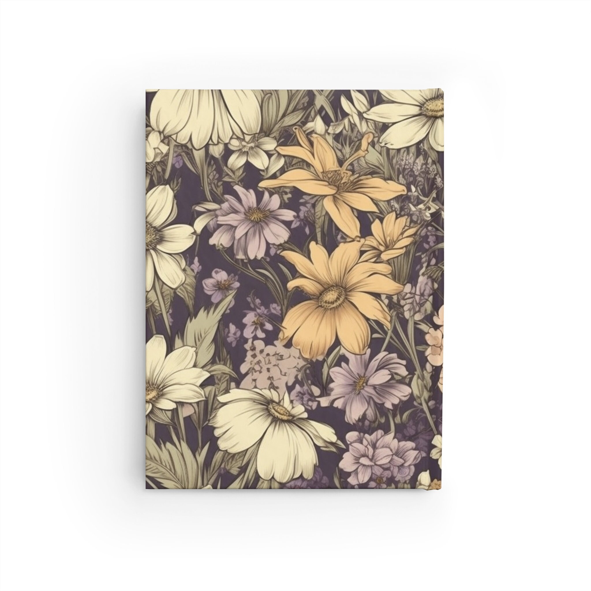 Purple Vintage Floral Notebook Journal - 5x7 Inches Hardcover 128 Ruled ...