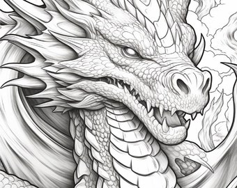 100 Drachen Ausmalbilder Erwachsene Kinder Druckbare PDF Sofort Digital Download