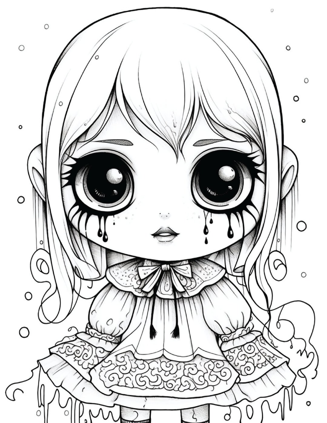 185 Creepy Cute Kawaii Coloring Pages Printable Digital PDF for Kids