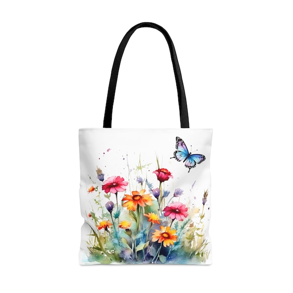 Floral Butterfly Tote Bag, Fun Tote Bag, Art Tote Bag, Tote Bag Gift Ideas, Best Selling Item, Most Popular, Best Sellers Tote Bags 3 Sizes