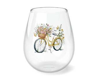 Bicycle Stemless Wine Glass, 11.75oz, Best Selling Item, Popular Item, Gift Ideas, Christmas, Birthday, Best Seller Wine Glasses