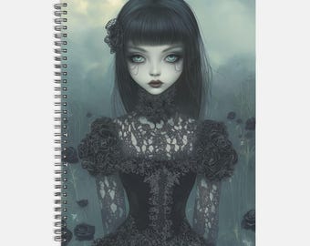 Gothic Girl Notebook Softcover Spiral 8.5 x 11 inches