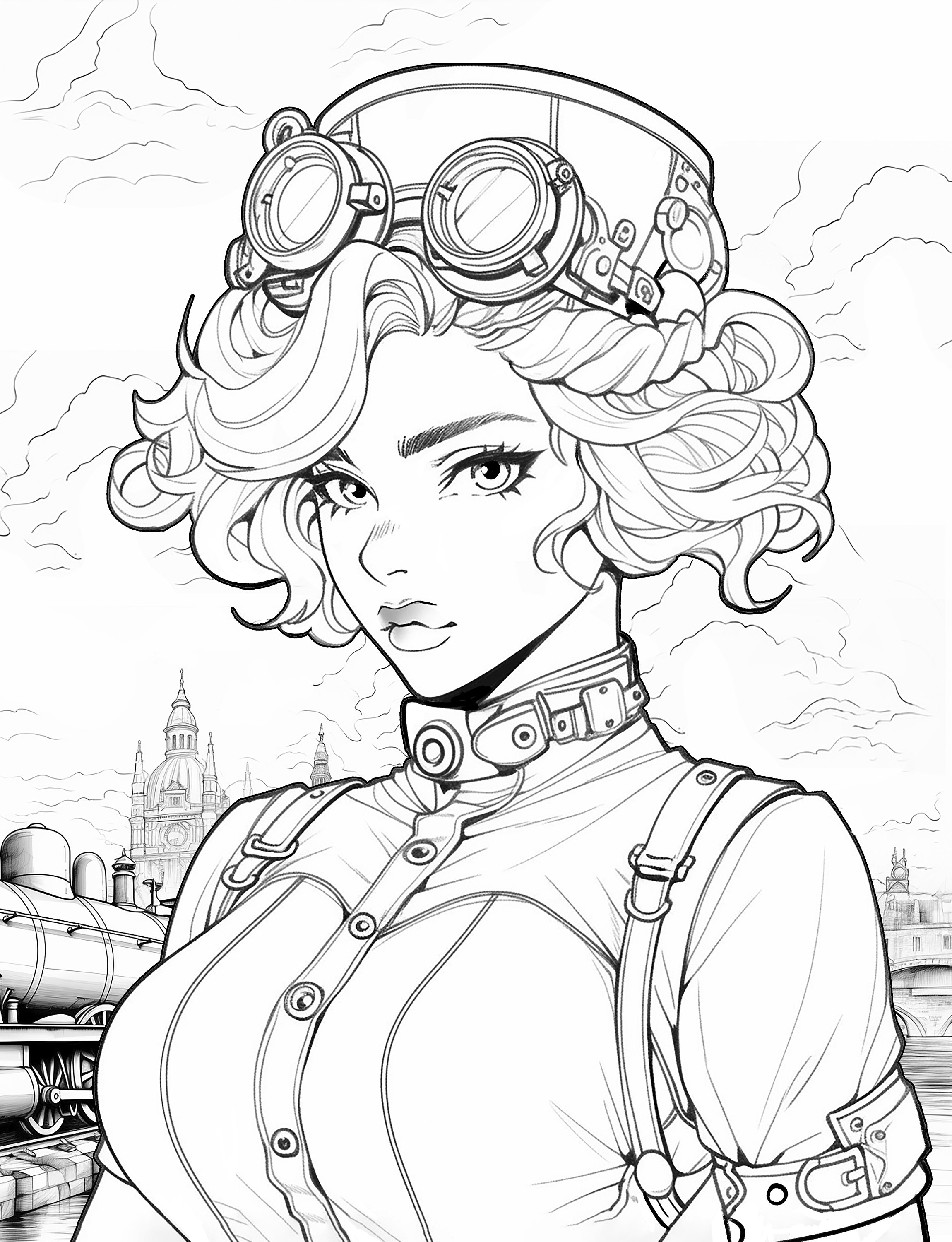 40 Steampunk Girls Coloring Pages Adult and Kid Printable Digital ...