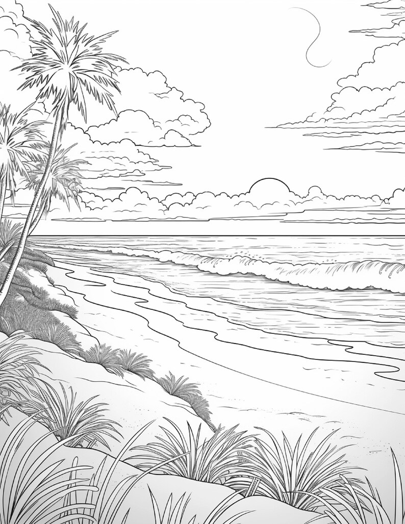 220 Beach Sunset Coloring Pages - Adults and Kids Coloring Pages ...