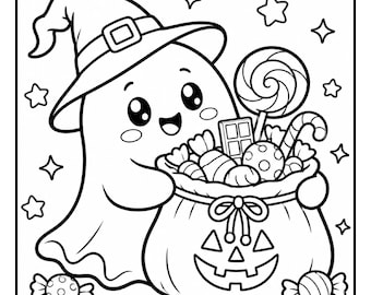 60 Cute Holiday Coloring Pages, Christmas Halloween and Fall Coloring Book, Cozy Kawaii Coloring Pages for Kids and Adults, Printable PDF