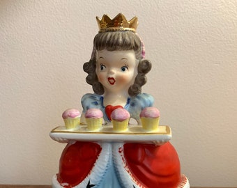 RedStoreVintage Presents Vintage  Napco 1956  A1721F1956 Tall 7 inches Queen of Hearts Planter RARE