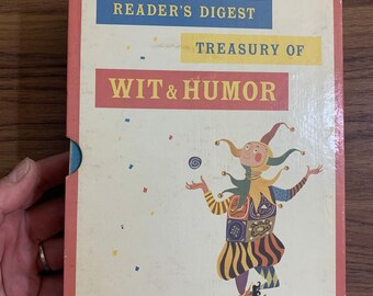 RedStoreVintage Present Vintage 1958 Readers Digest Treasury of WIT & HUMOR Hardcover Book w Slipcase