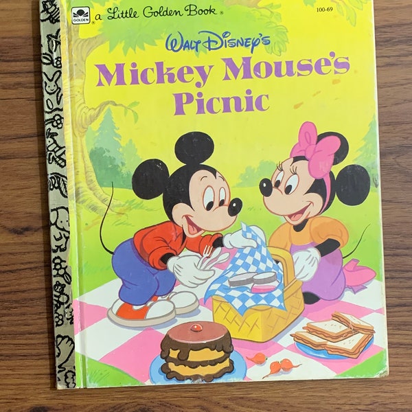 RedStoreVintage Present Vintage 1950 Little Golden Book Wald Disney's Mickey Mouse's Picnic