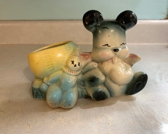 RedStoreVintage Presents Vintage Shawnee Pottery Planter Bear and clown and Baseball nursery