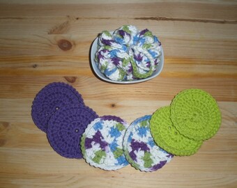 Crochet Reusable Bath Pouf Scrubby and Wash Cloth Sets