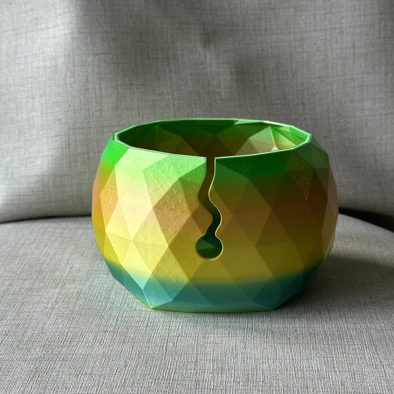 Premium Rainbow Yarn Bowl 3D Printed Yellow Green (86)