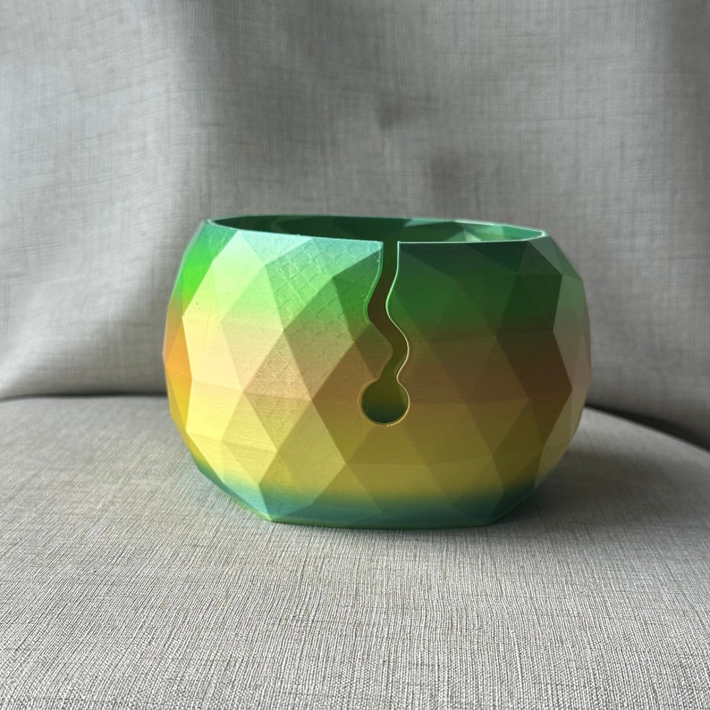 Premium Rainbow Yarn Bowl 3D Printed Yellow Green (88)