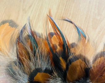 35 red and black laced feathers, cruelty free, all natural