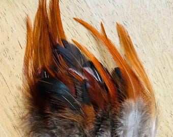 35 red with black feathers, natural, cruelty free, jewelry feathers, earring feathers,