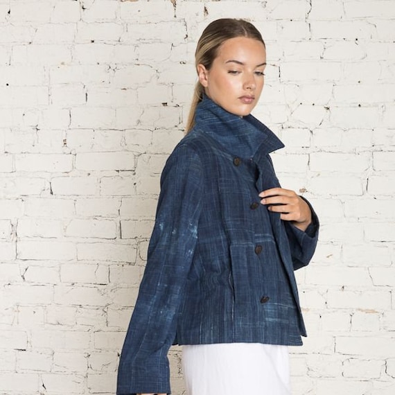 Indigo Vintage Fabric Jacket - Etsy UK