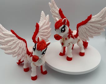 Pegasus - Articulated 3d Print - Valentine's Day Colors - Flexi Animal