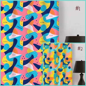 Diseños de cortinas abstractas retro de los años 80, diseños retro coloridos, cortinas opacas, diseños de los años 80, cortinas para dormitorio, cortinas para sala de estar, decoración de los años 80